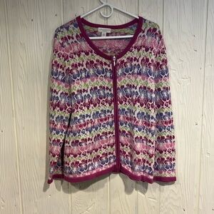 APPLESEED’S Petites Woman’s Multicolor cotton zip up cardigan size PXL